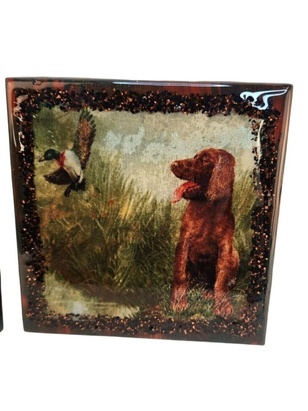 Dog Bird Ceramic Resin Glass Coaster Tiles Set Of 2 - Picture 12 of 15